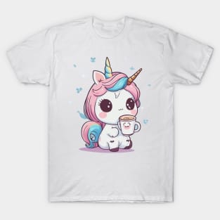 Cute unicorn with coffee T-Shirt